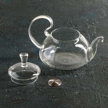 Чайник Доляна стеклянный заварочный с металлическим ситом «Элегия» 400 мл