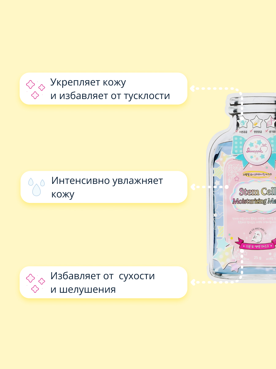 Маска тканевая Skinapple Cosmetic увлажняющая 25 г - фото 3