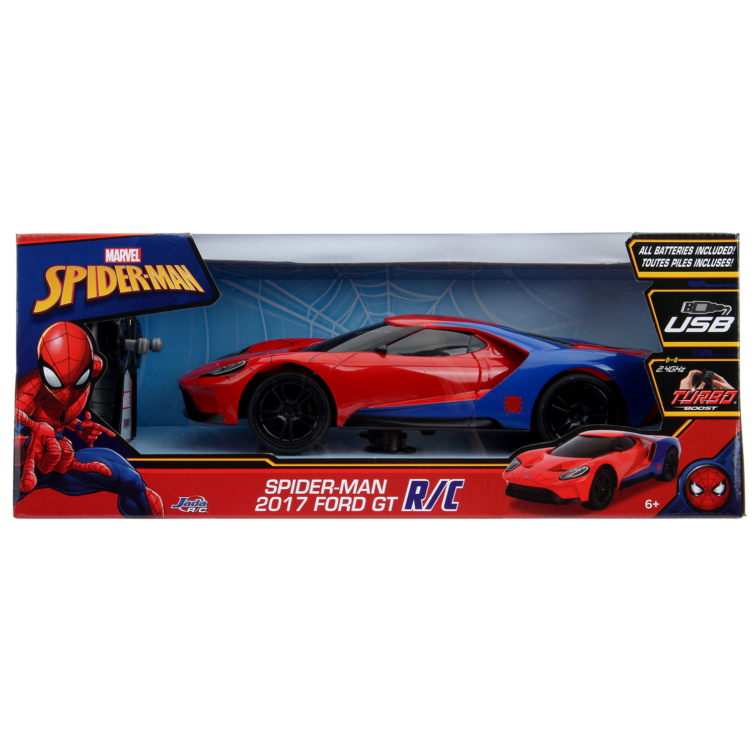 Машина Jada Marvel РУ 1:16 Ford GT 2017 Человека-паука 30760 купить по цене  799 ₽ в интернет-магазине Детский мир