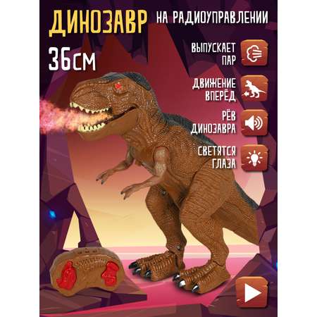 Игрушка на радиоуправлении КОМПАНИЯ ДРУЗЕЙ Динозавр со светом и паром шагает трясет головой коричневый