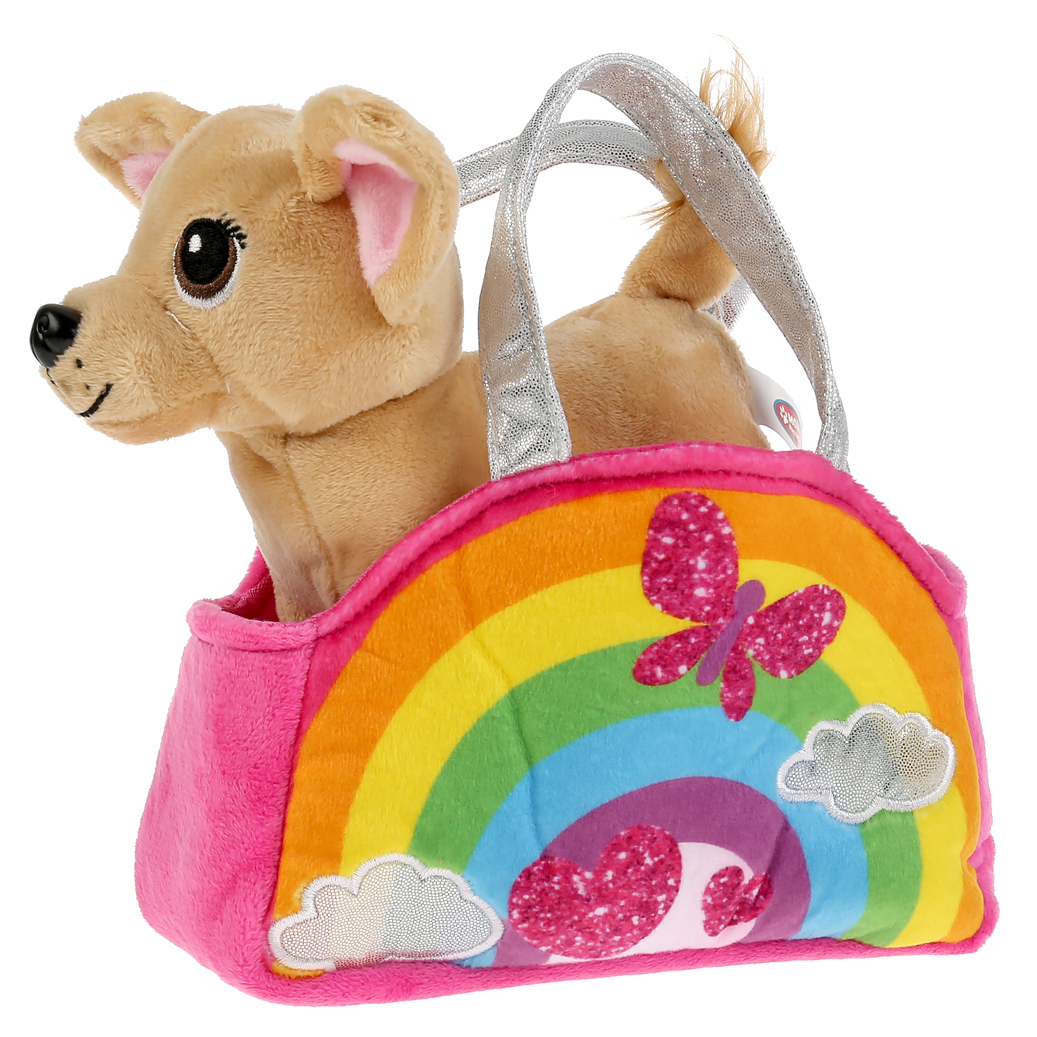 Мягкая игрушка Мой питомец Собачка 15 см в радужной сумочке - фото 1