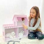 Кукольный домик Мини лиловый Pema kids Лилово-розовый. Материал МДФ