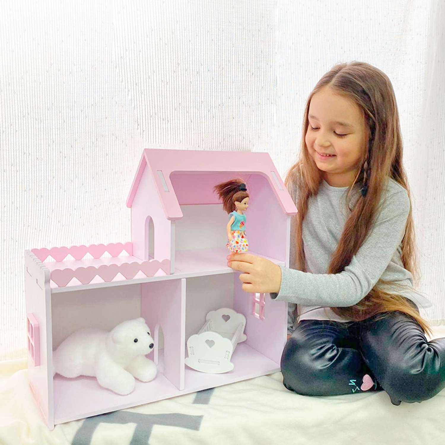 Кукольный домик Мини лиловый Pema kids Лилово-розовый. Материал МДФ МиниЛил-Роз - фото 1