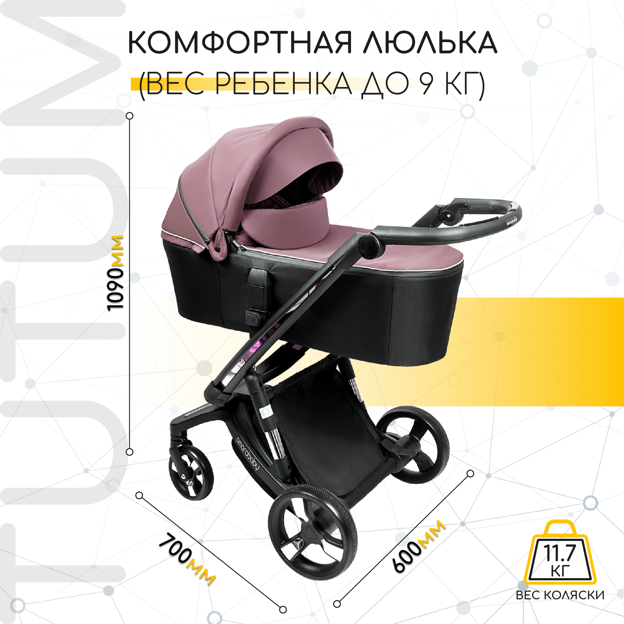 Коляска 2в1 AmaroBaby Tutum Розовый - фото 5