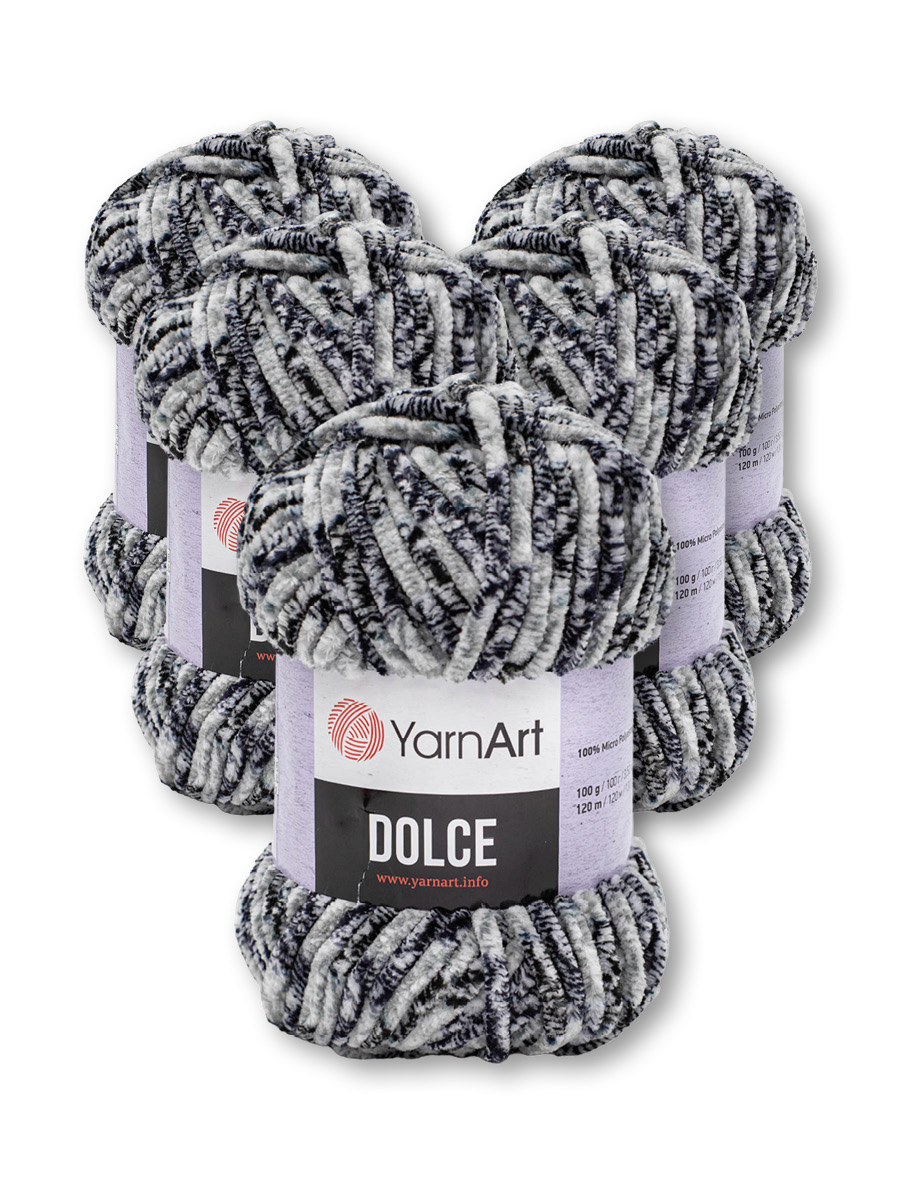 Пряжа для вязания YarnArt Dolce 100 гр 120 м микрополиэстер пушистая плюшевая 5 мотков 801 меланж - фото 3