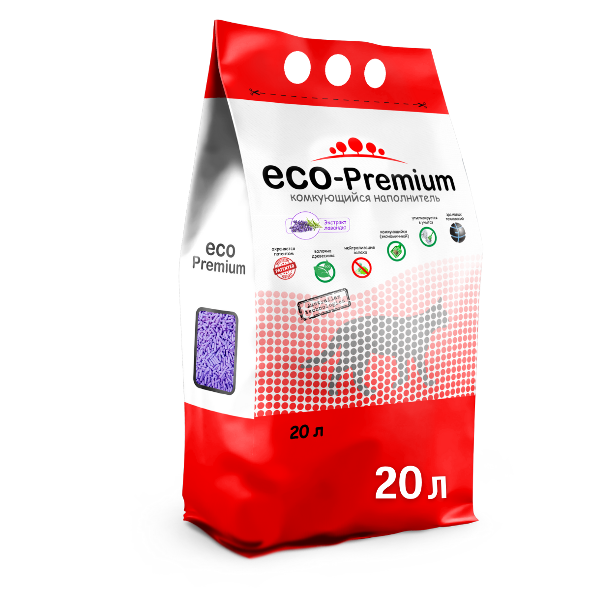 Наполнитель ECO-Premium л комкующийся, древесный - фото 1