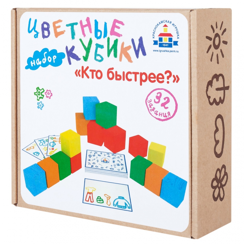 Игровой набор Краснокамская игрушка цветные кубики Кто быстрее? с карточками - фото 10