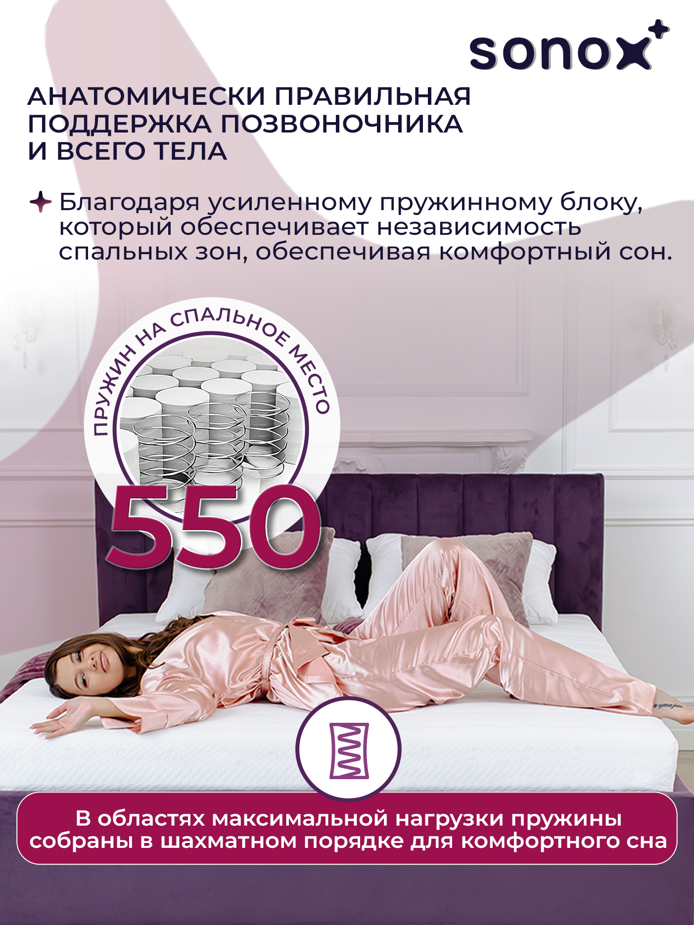 Матрас 140х200 SONOX Spring Zone средняя жесткость купить по цене 18948 ₽ в  интернет-магазине Детский мир