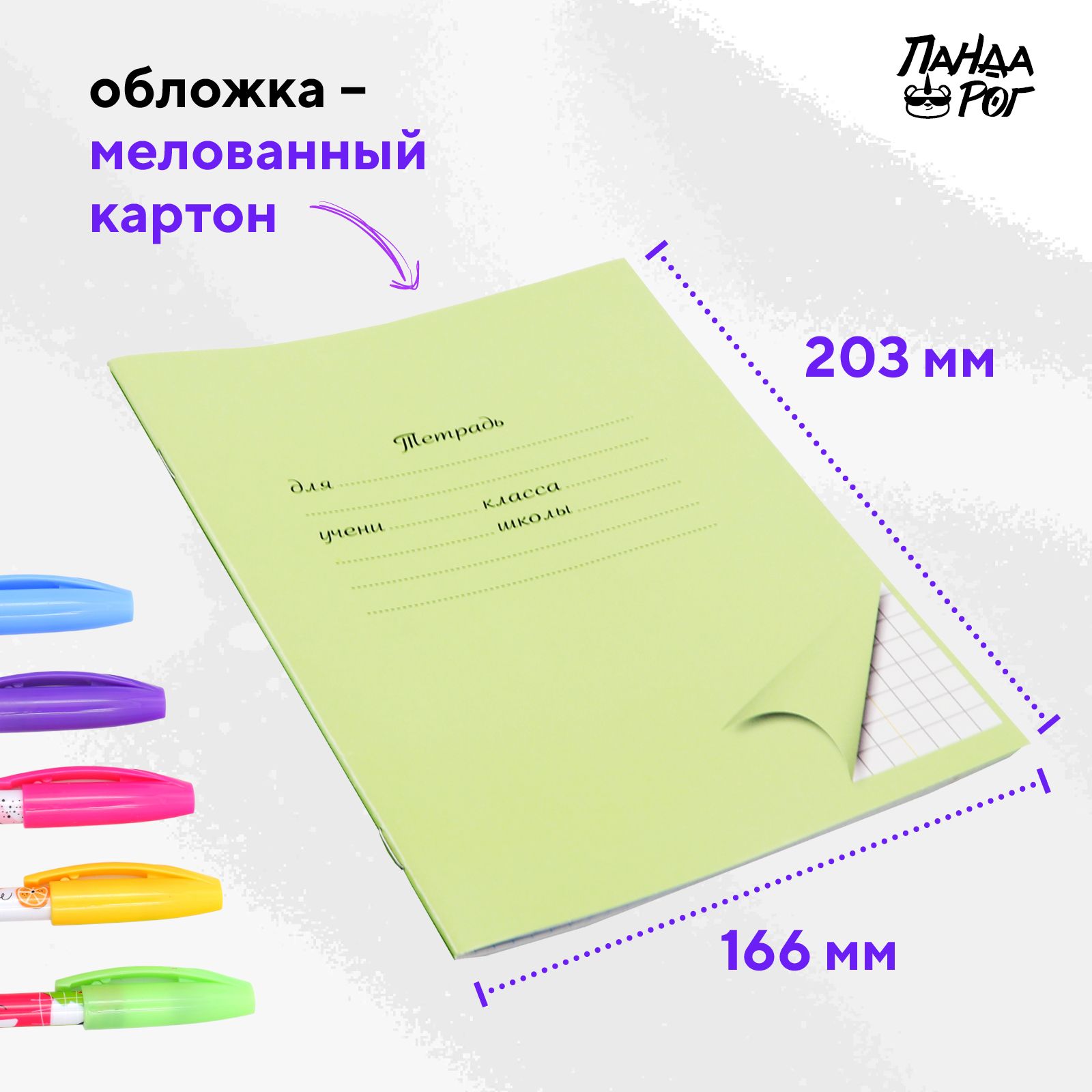 Тетради школьные в клетку ПАНДАРОГ 18 л картонная обложка набор 10 шт зеленые - фото 5