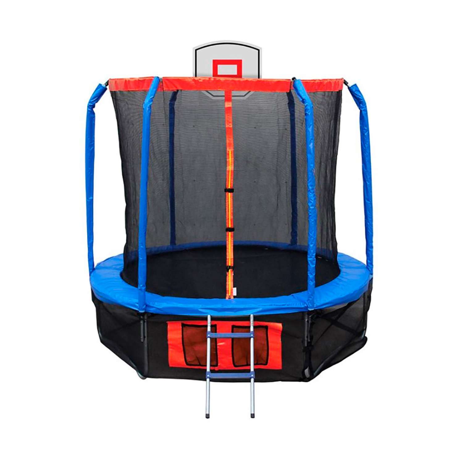 Батут Ecos Bs-8ft-3 d=244 см с защитной сеткой лесенкой и баскетбольным кольцом - фото 1