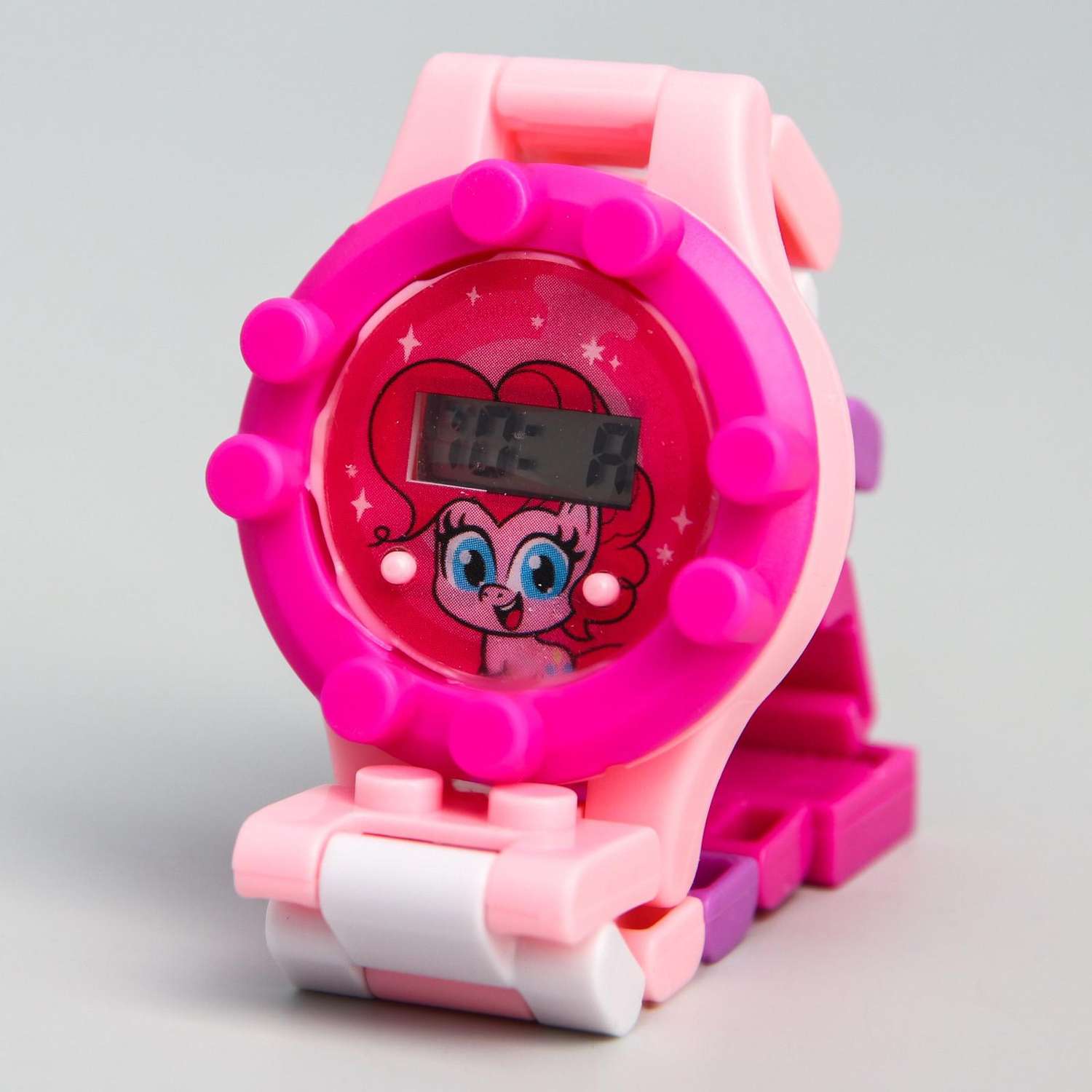 Часы наручные электронные Hasbro Пинки Пай My Little Pony с ремешком конструктором - фото 1