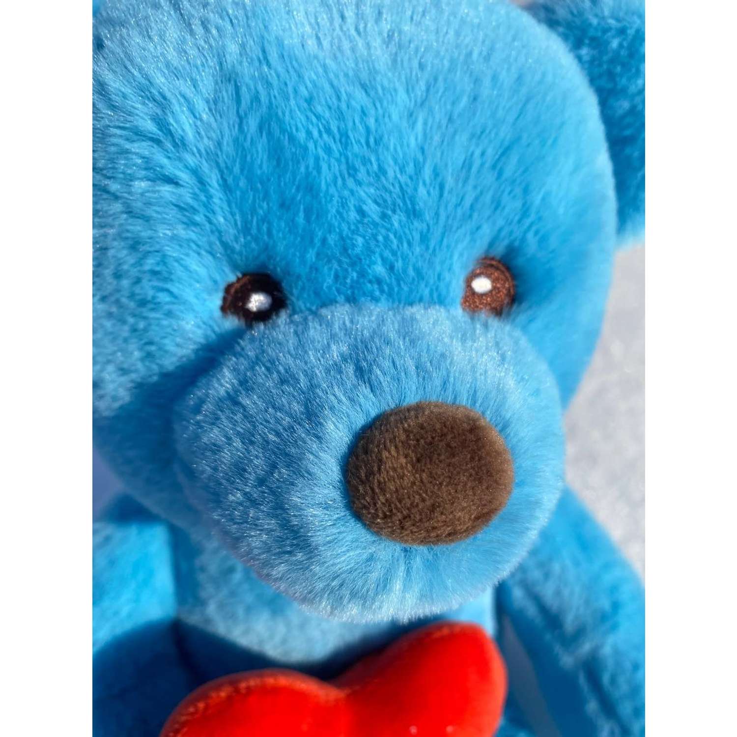 Мягкая игрушка Мягкие игрушки БелайТойс Плюшевый мишка Люк голубой с сердцем 25 см - фото 4