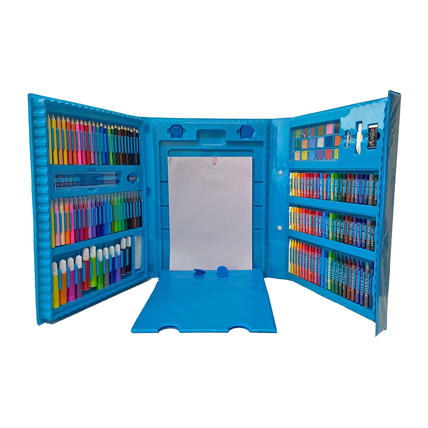 Набор для рисования Darvish 208 предметов в чемодане с мольбертом цвет синий - фото 1