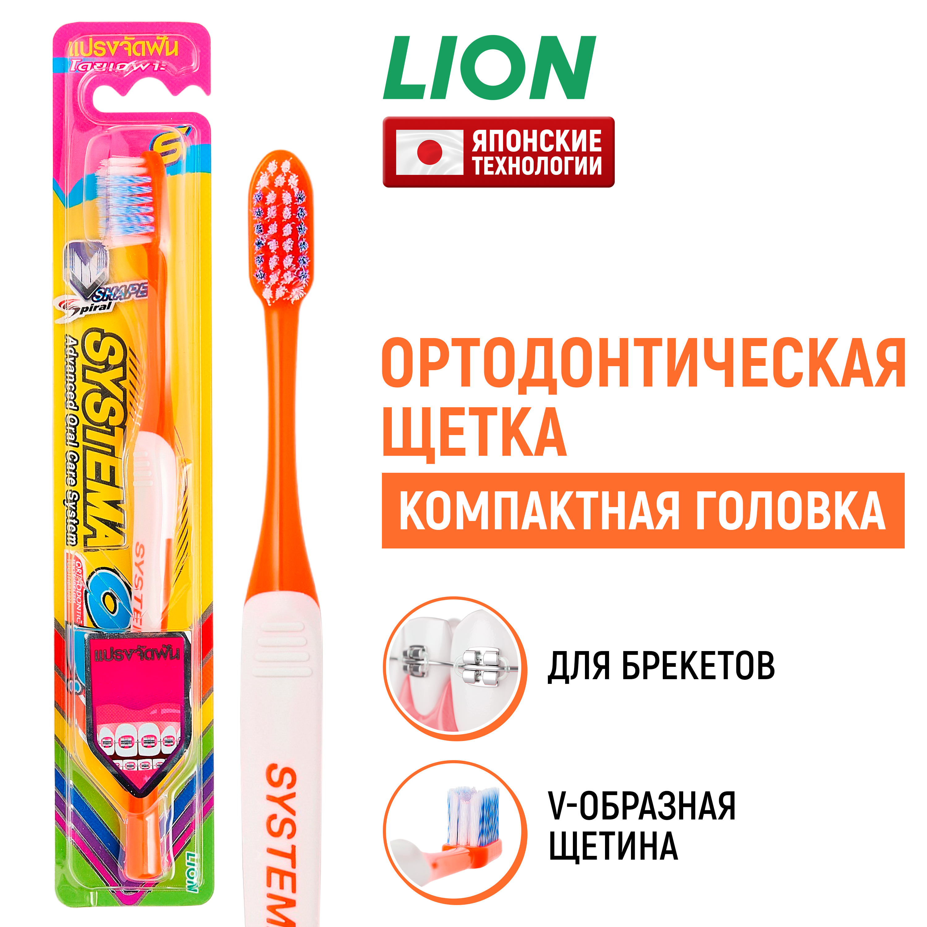 Зубная щетка LION Systema Small Head с V-образной щетиной - фото 1