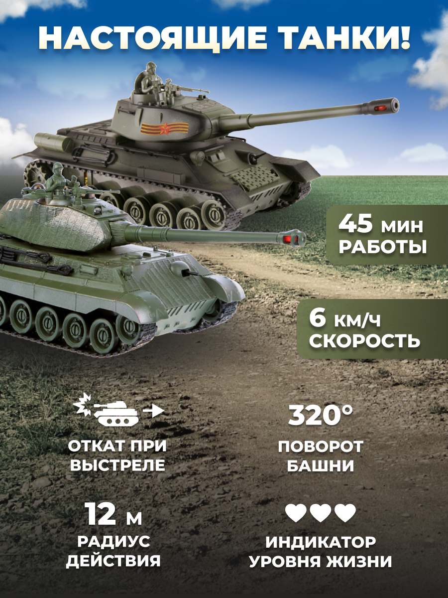 Танк РУ CROSSBOT Т-34 и king tiger 1:24 - фото 2