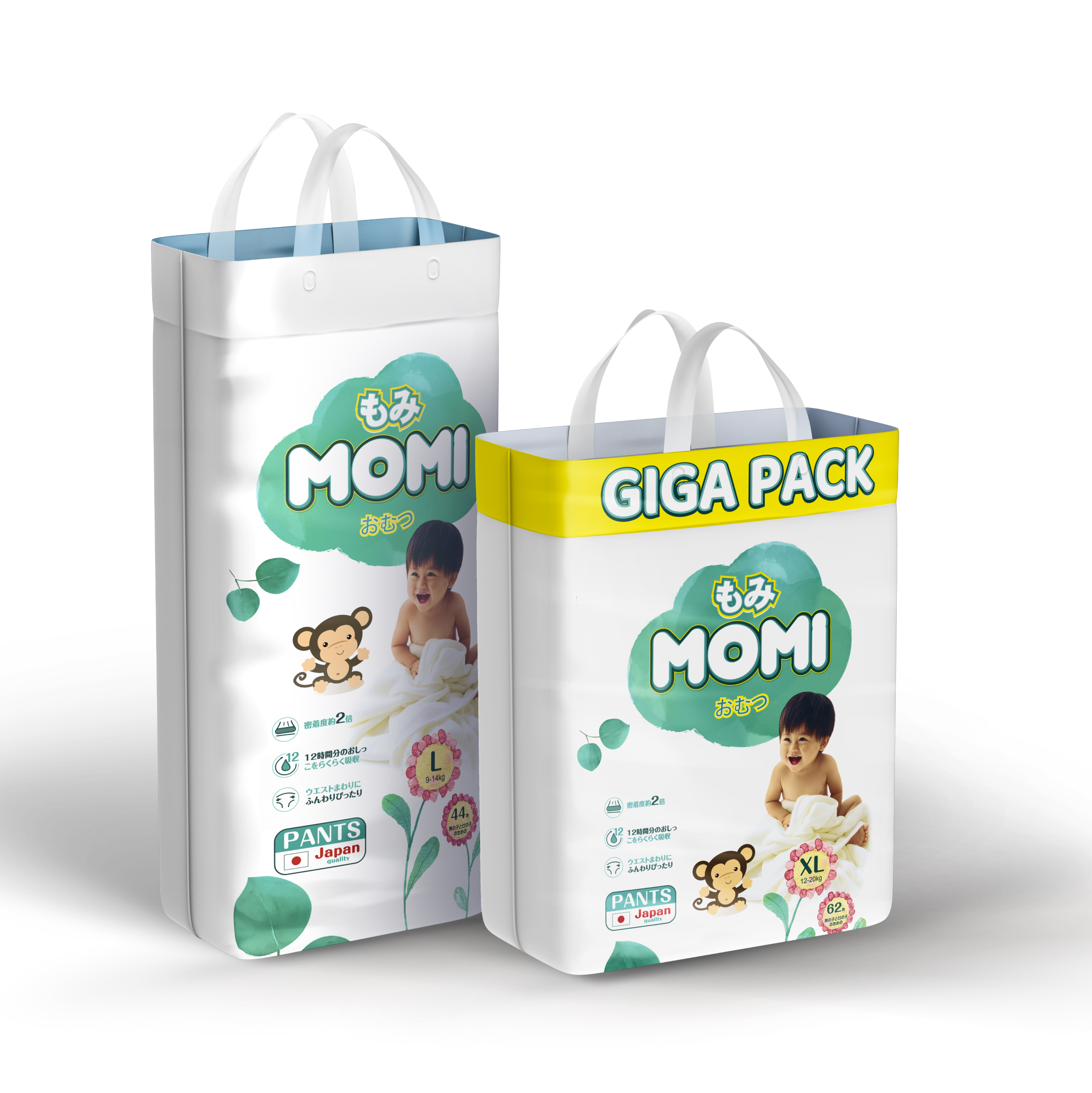Подгузники-трусики Momi Standard/Monkey GIGA PACK L (9-14 кг). 70 шт - фото 13