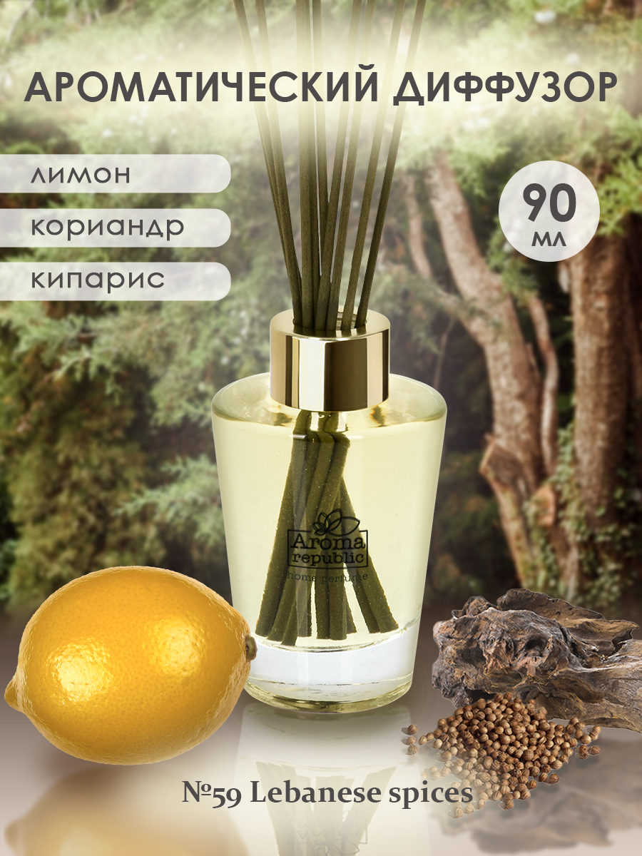 Ароматический диффузор Aroma Republic в стеклянном флаконе 90 мл №59 Lebanese spices - фото 2