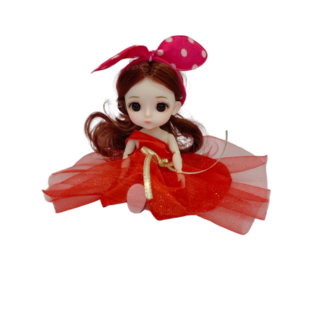 Кукла SHARKTOYS 15 см с бантом в кпасном платье в подарочной упаковке