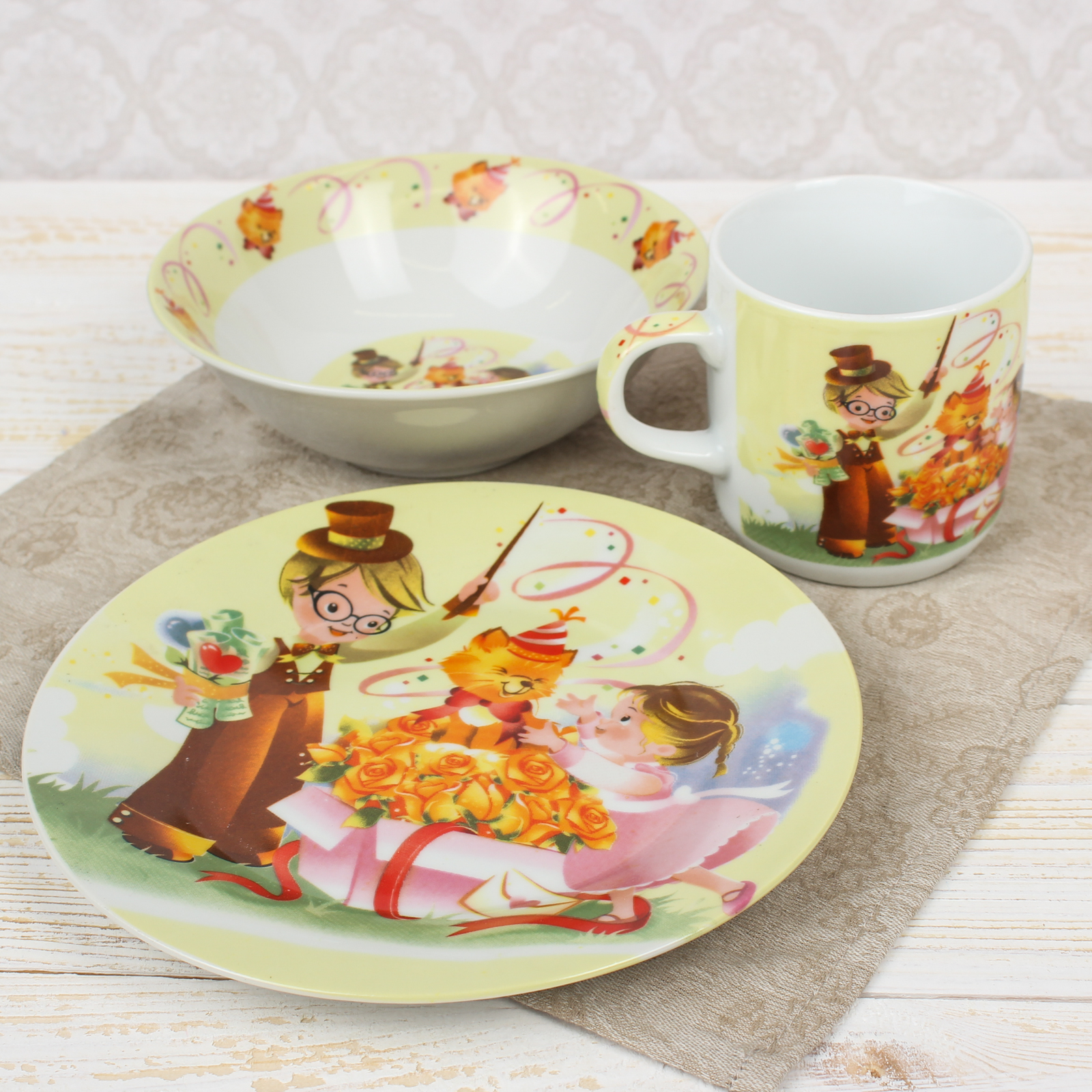 Набор детской посуды Доляна День рождения кружка миска тарелка - фото 3