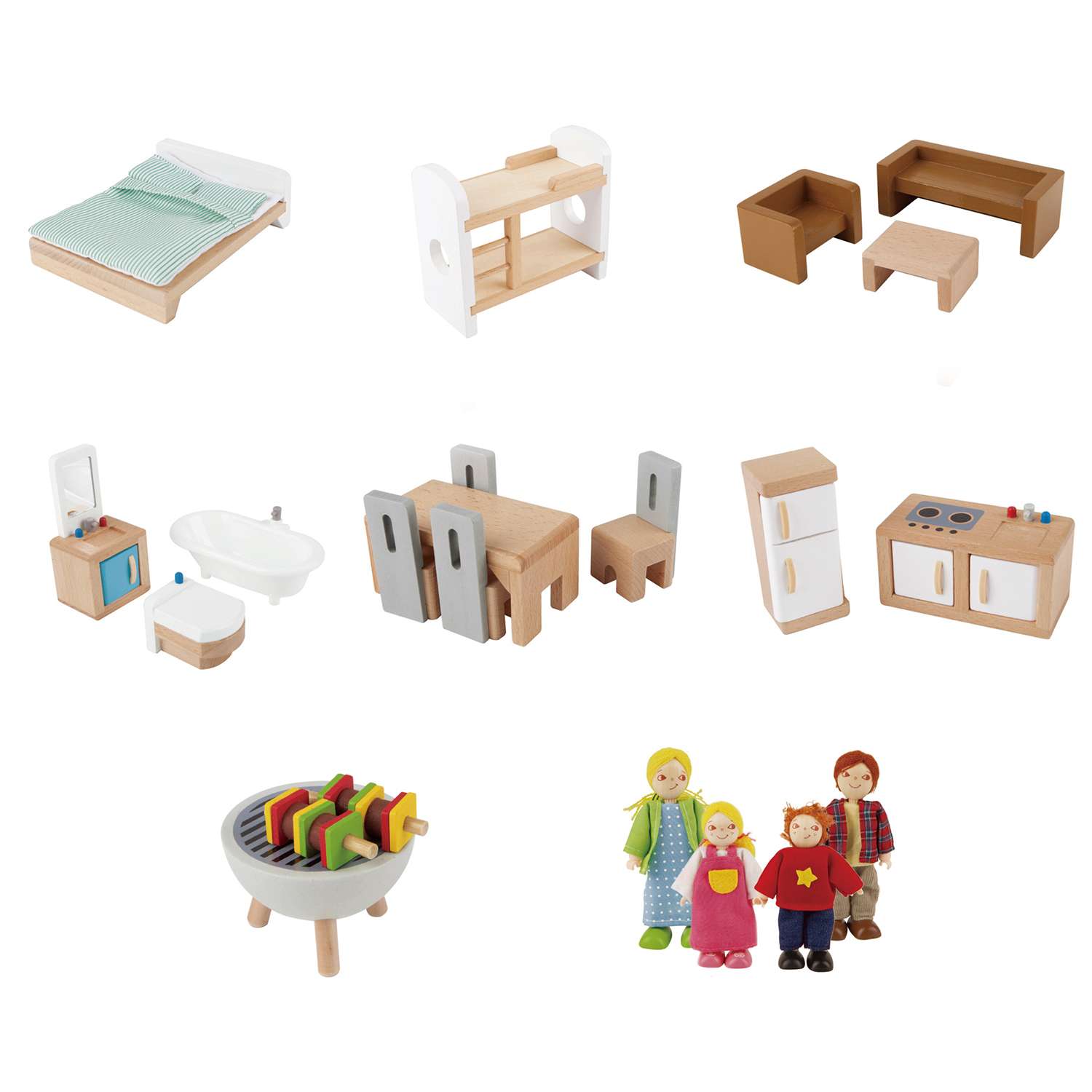 Кукольный домик Hape Семейный особняк с мебелью 29 предметов с 4 куклами свет звук E3405_HP E3405_HP - фото 5