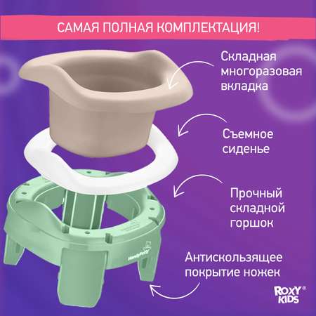 Горшок дорожный ROXY-KIDS HandyPotty 3 в 1 цвет оливковый/бежевый