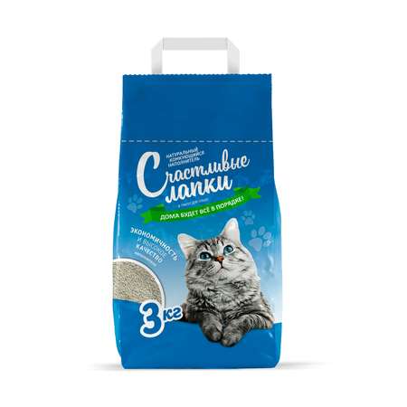Наполнитель Счастливые лапки комкующийся, минеральный