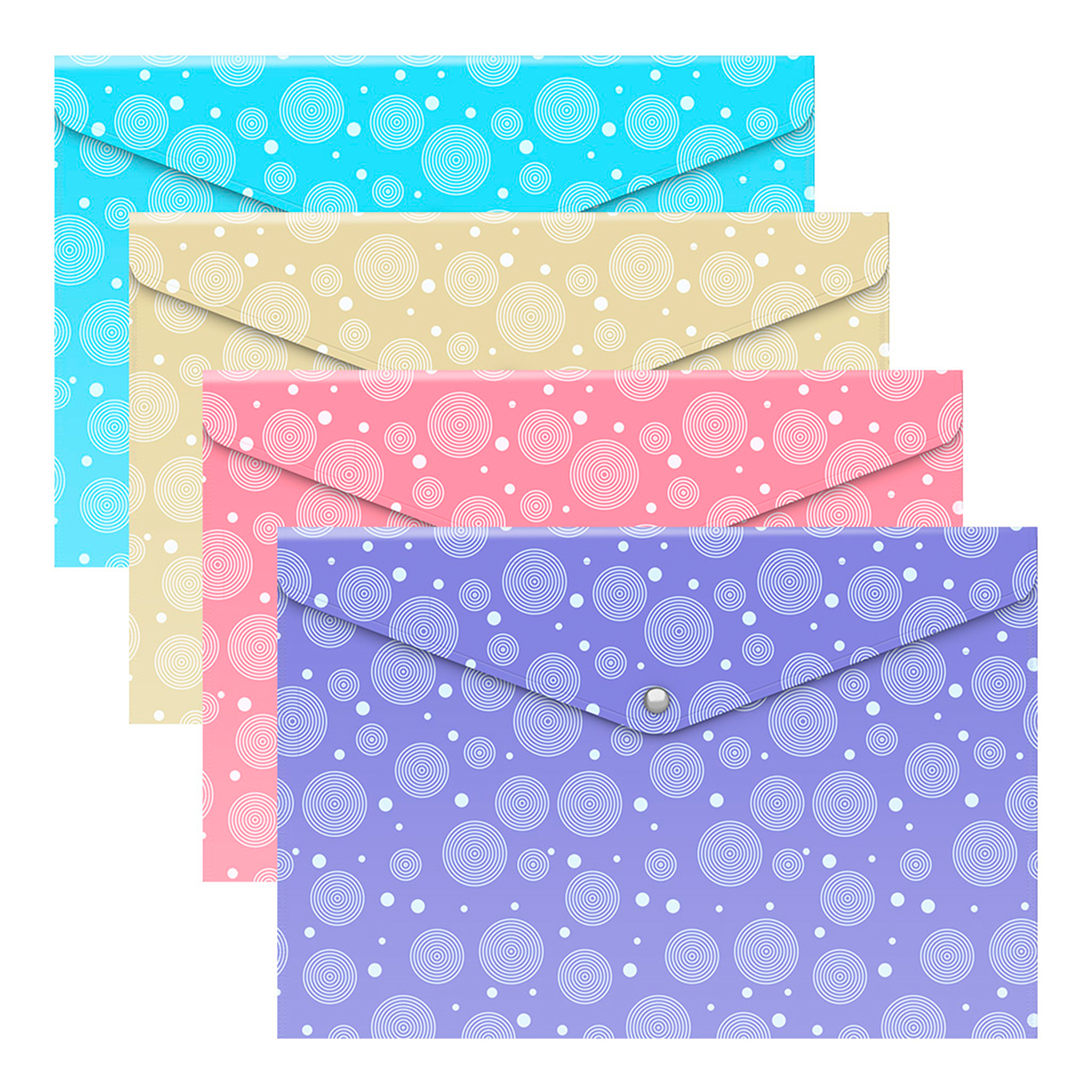 Папка-конверт ErichKrause Pastel Dots на кнопке A4 в ассортименте 53292 - фото 1