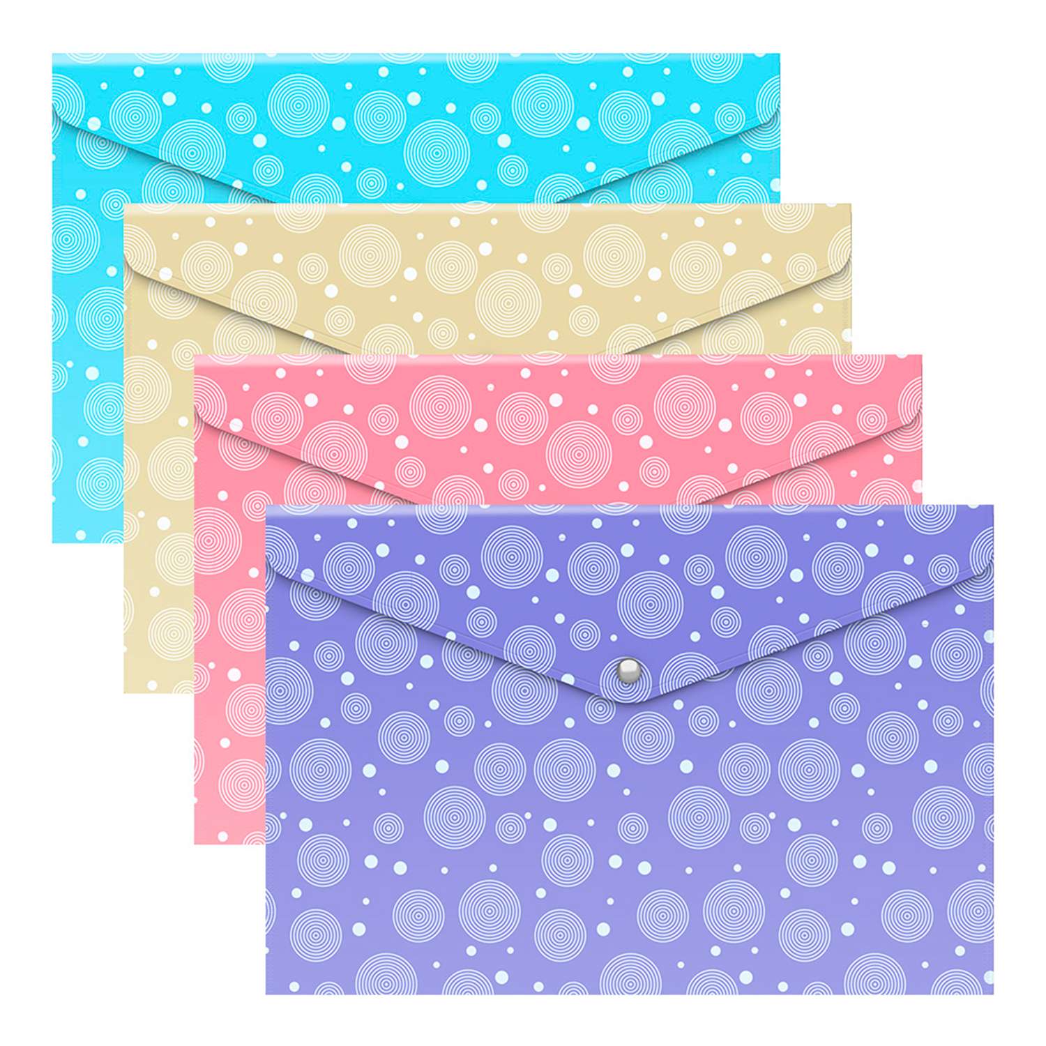 Папка-конверт ErichKrause Pastel Dots на кнопке A4 в ассортименте 53292 - фото 1