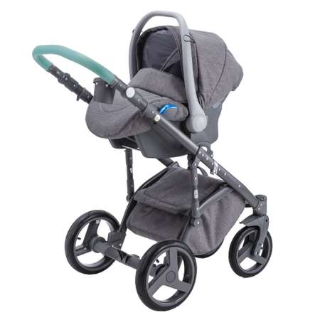 Коляска 3в1 BeBe-mobile Ravenna Sport V104 Темно-серый+Белая кожа+Mint кожаная отделка