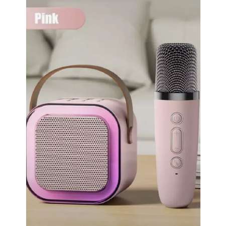 Колонка с микрофоном караоке CASTLELADY портативная беспроводная розовый