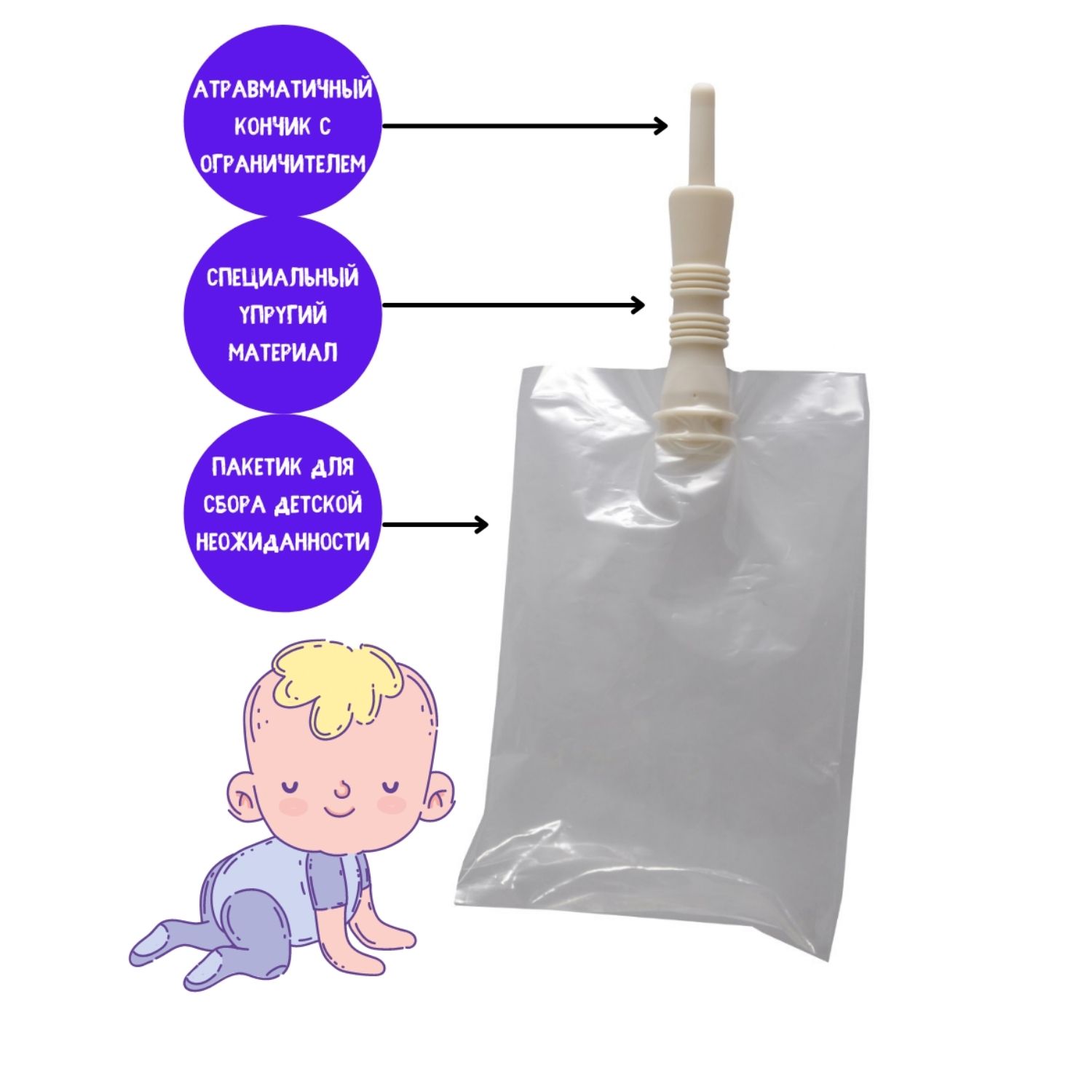Трубка газоотводная COLIX для новорожденных катетер ректальный с пакетиком 10шт - фото 5