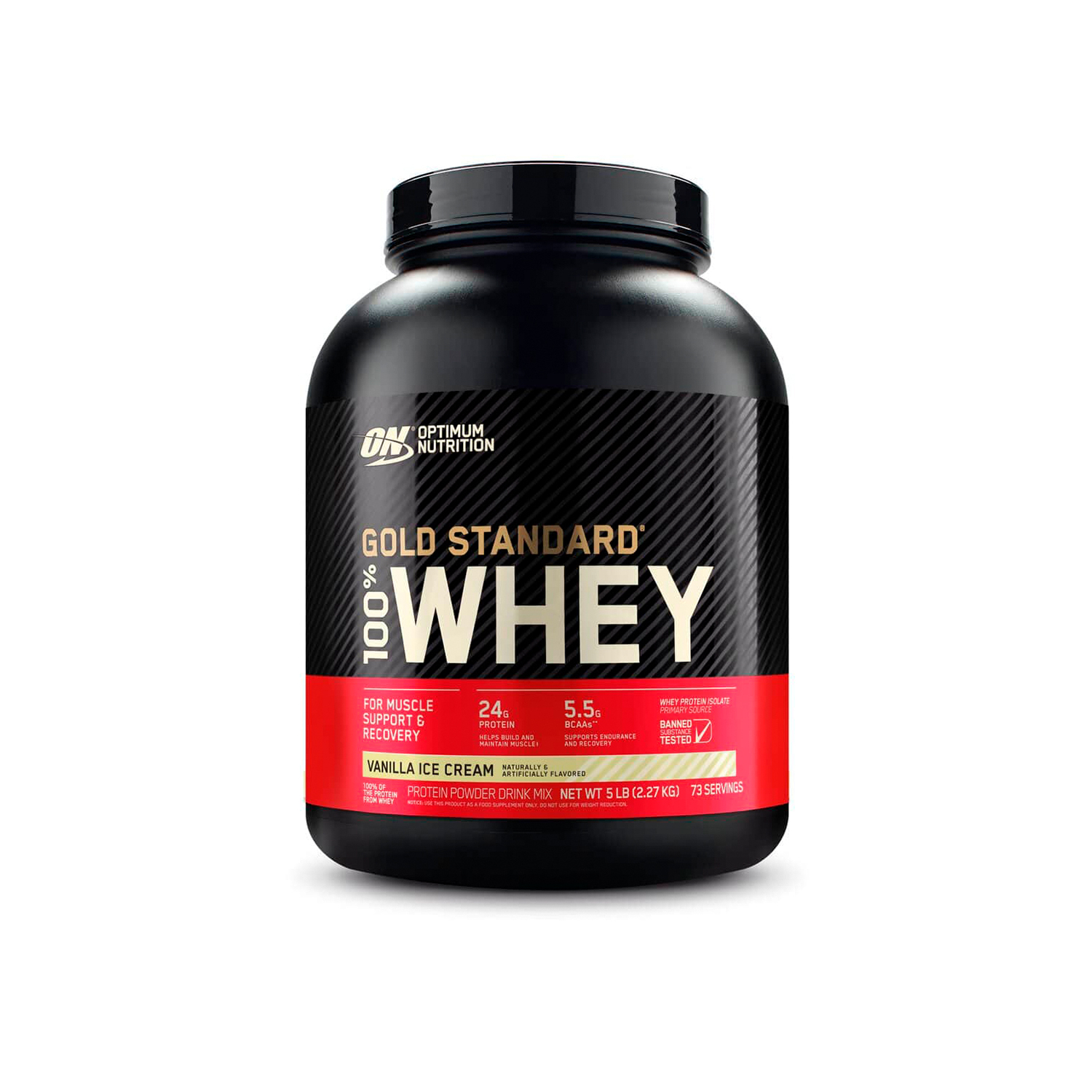 Протеин Optimum Nutrition Gold Standard 100% Whey 2270 гр Ванильное мороженое - фото 1