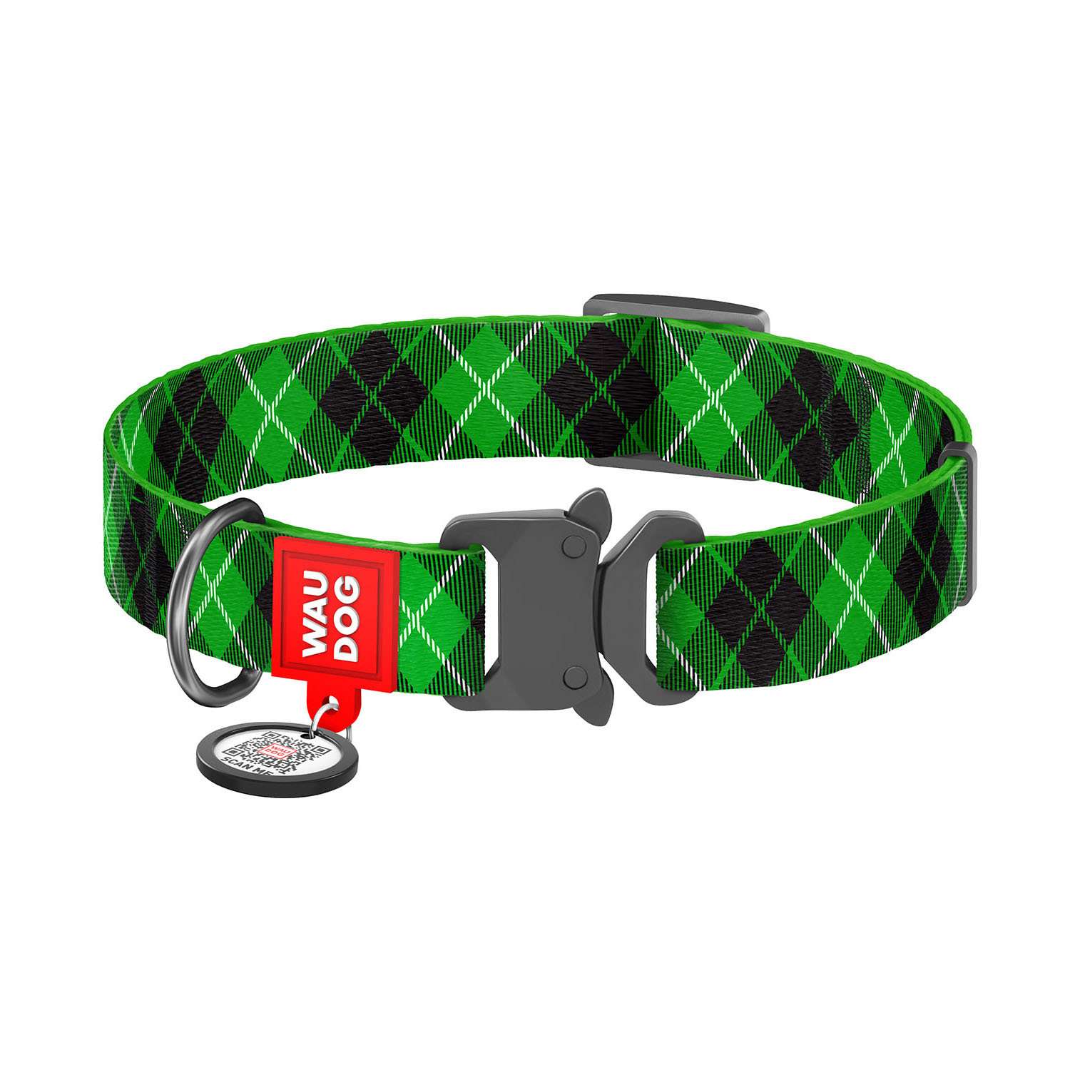 Ошейник для собак Waudog Nylon Шотландка средний Зеленый 5092 - фото 1