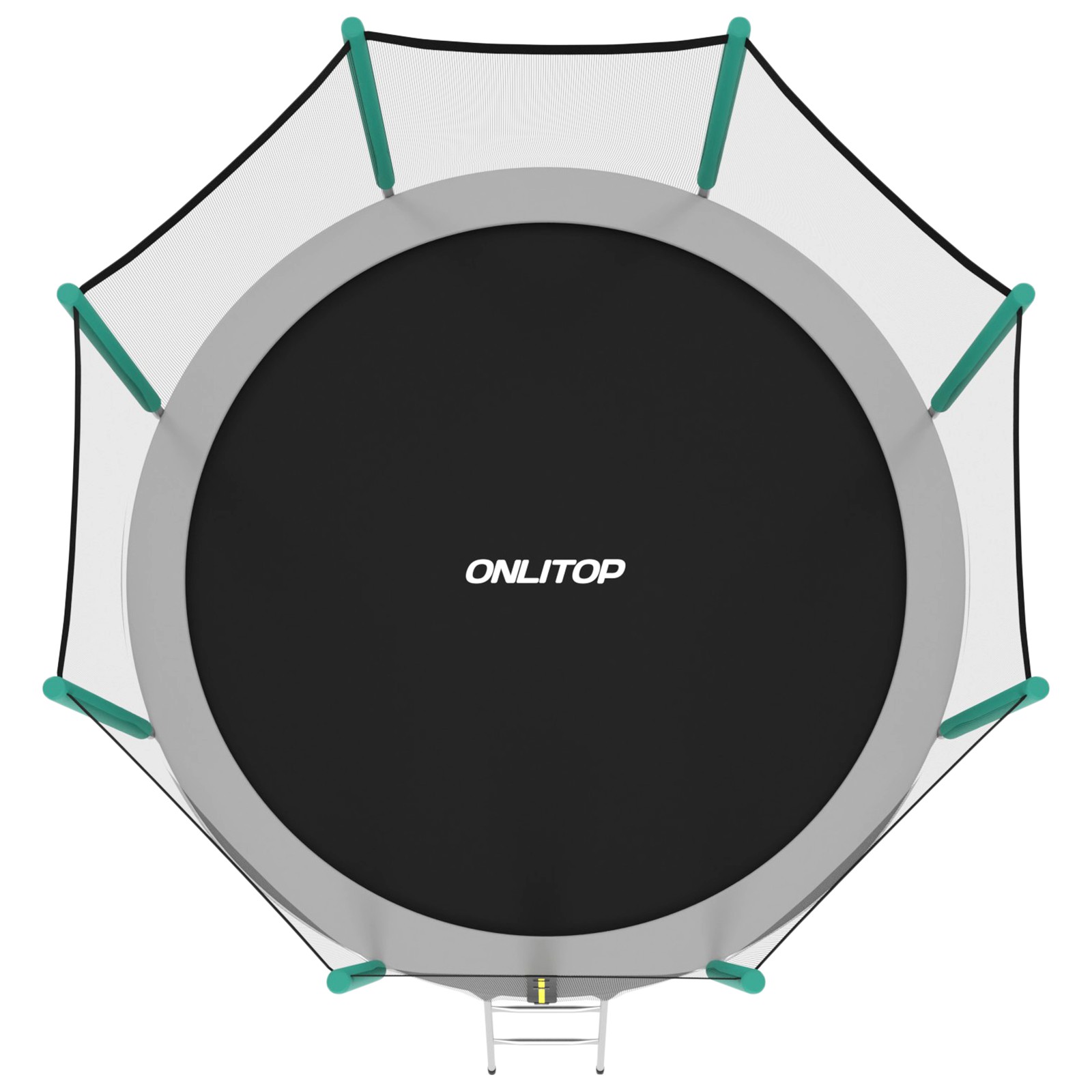 Батут ONLITOP 366 см. высота сетки h=173 см + лестница. цвет серый/салатовый - фото 4