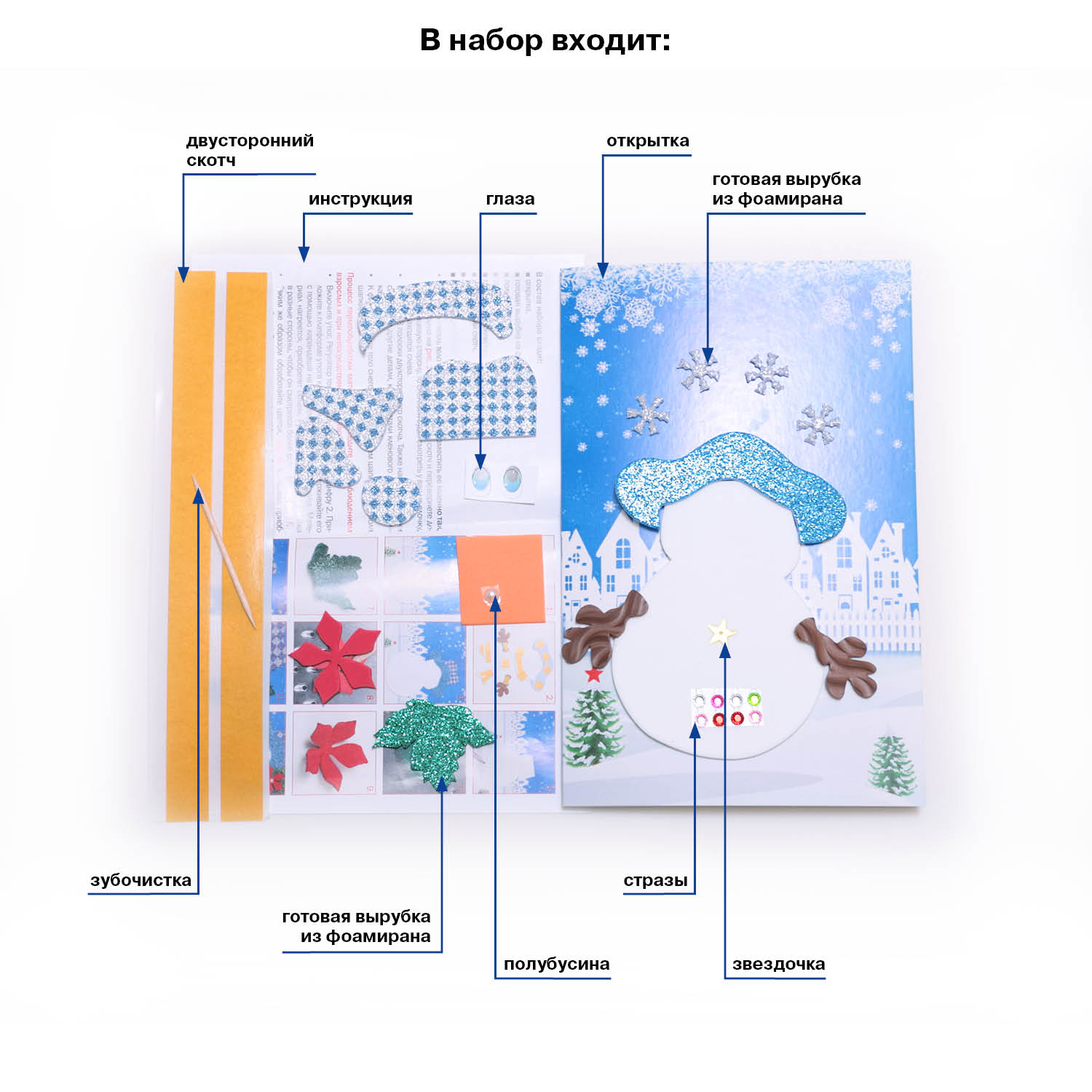 Набор Волшебная мастерская Открытка своими руками Снеговик