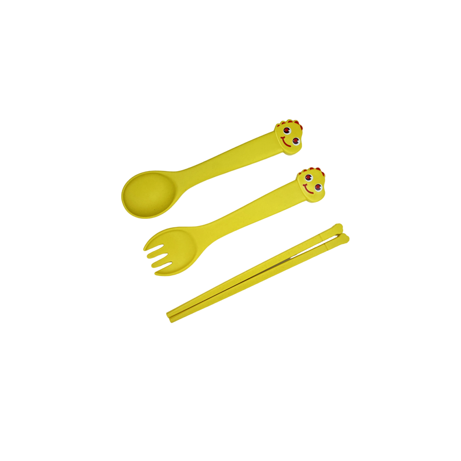 Набор детской посуды Добрый Филин Тарелка вилка ложка Крабик желтый 4 предмета - фото 16