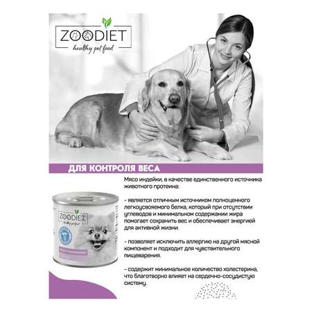 Корм для собак Zoodiet Weight Management 240г Turkey склонных к ожирению индейка