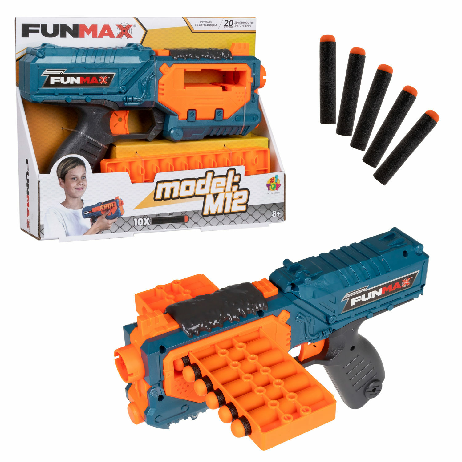 Бластер с мягкими пулями FunMax 1TOY детский 10 пуль - фото 5