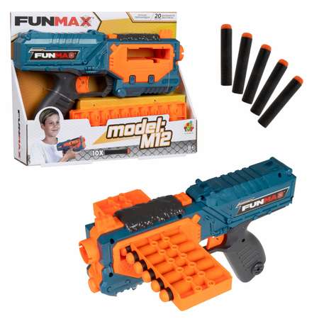 Бластер с мягкими пулями FunMax 1TOY Детское игрушечное оружие пистолет для мальчиков обойма на 10 выстрелов 10 снарядов
