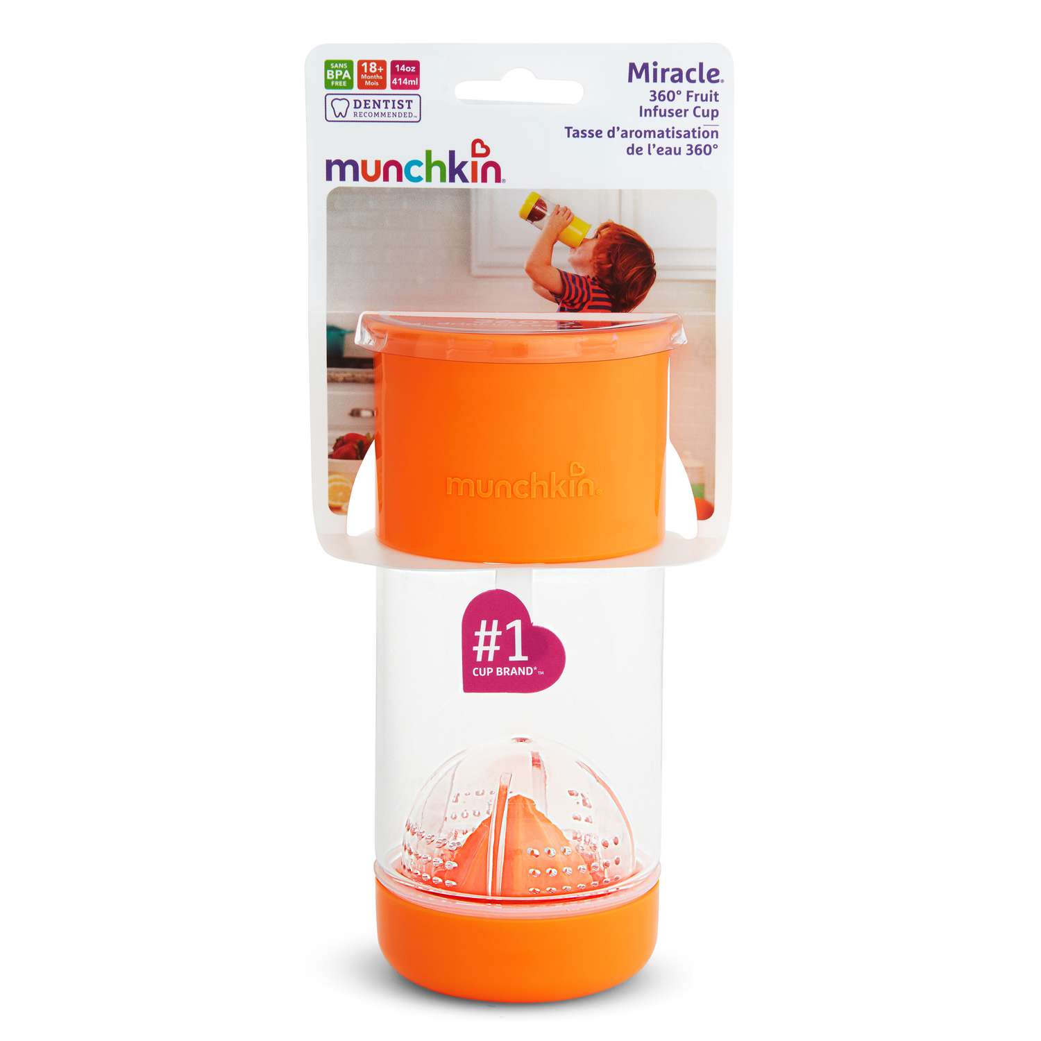 Поильник Munchkin Miracle 360 для фруктовой воды 414мл Оранжевый - фото 2
