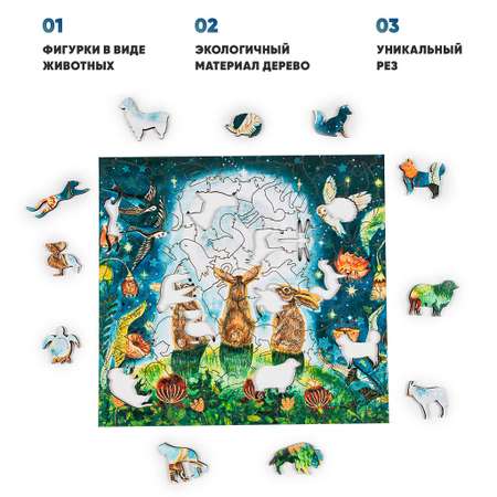 Деревянный пазл Melograno puzzle Кролик М 125 деталей