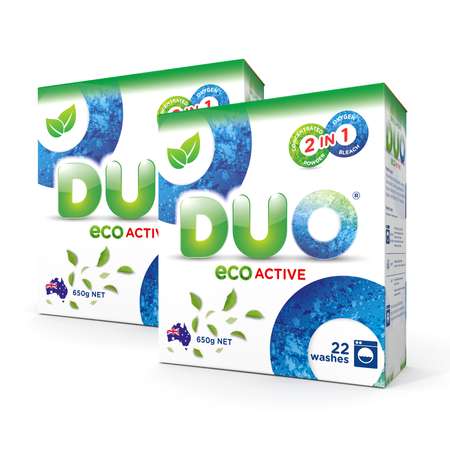 Стиральный порошок DUO ECO ACTIVE автомат универсальный гипоаллергенный ЭКОлогичный - 2 пачки по 650 г 44 стирки