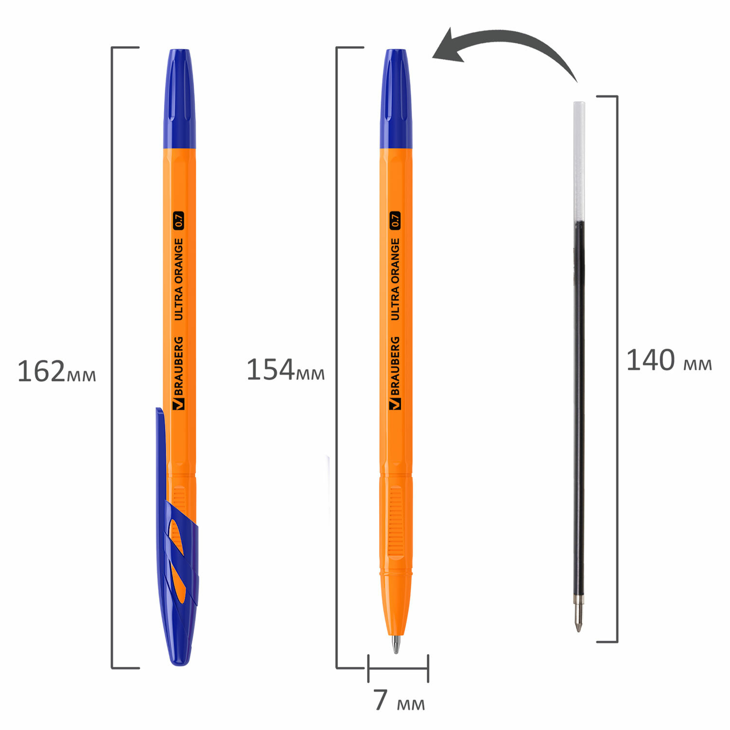 Набор ручек Brauberg шариковых Ultra Orange 10 штук синие - фото 15