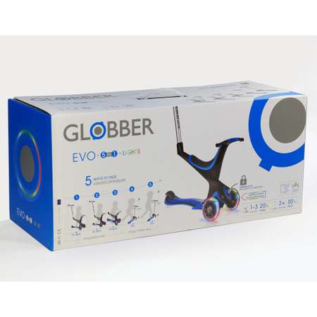 Самокат Globber Evo 5 в 1 Lights Голубой 457-101