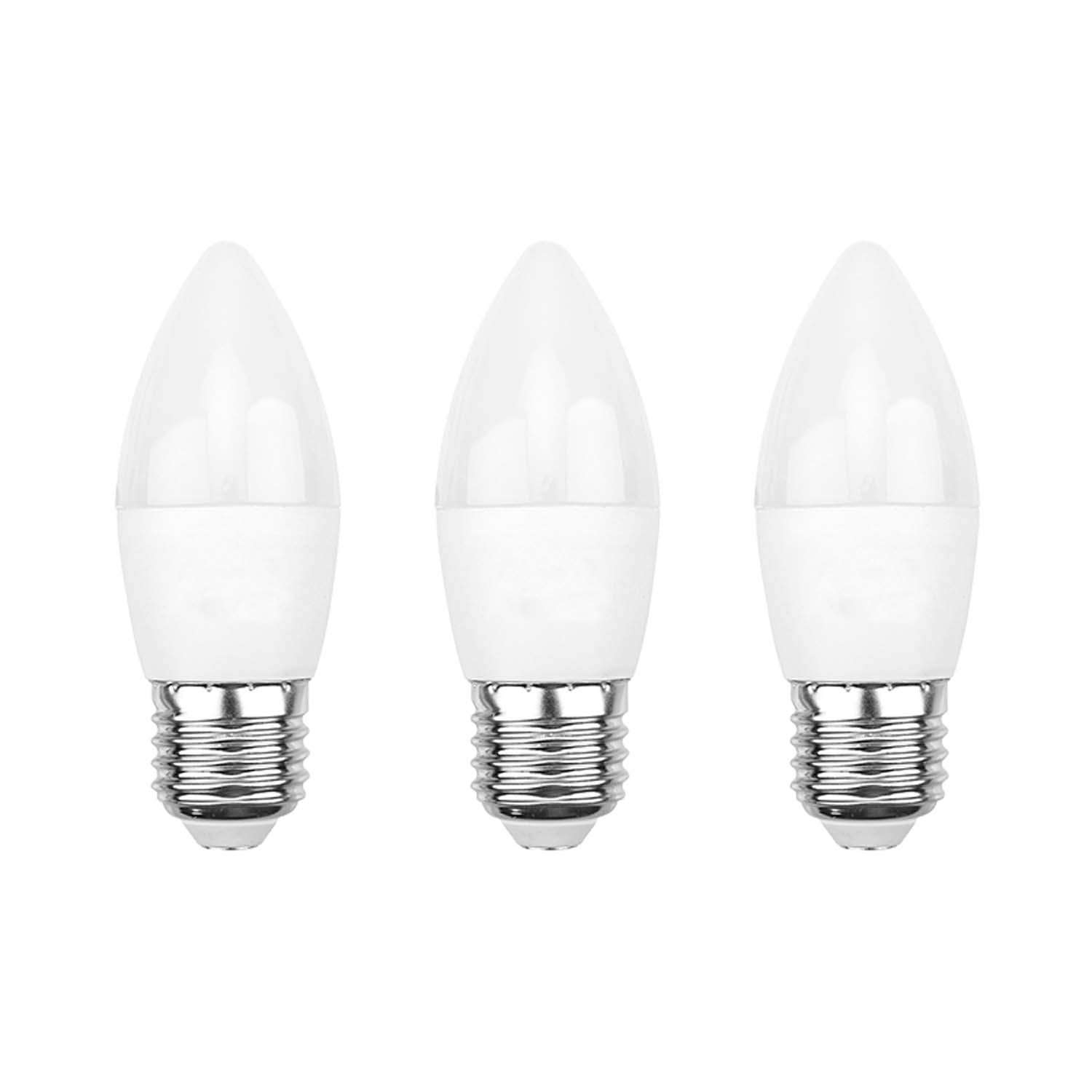 Лампа REXANT светодиодная Свеча CN 11.5Вт E27 1093Лм 6500K холодный свет 3 штуки - фото 1