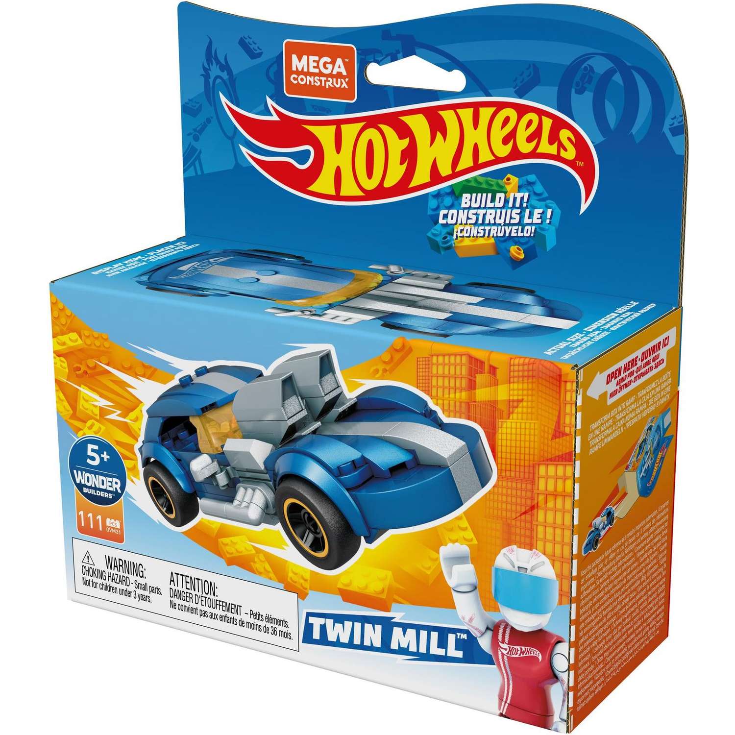 Конструктор Mega Construx Hot Wheels Машинка гоночная Твин Милл GVM31 - фото 4