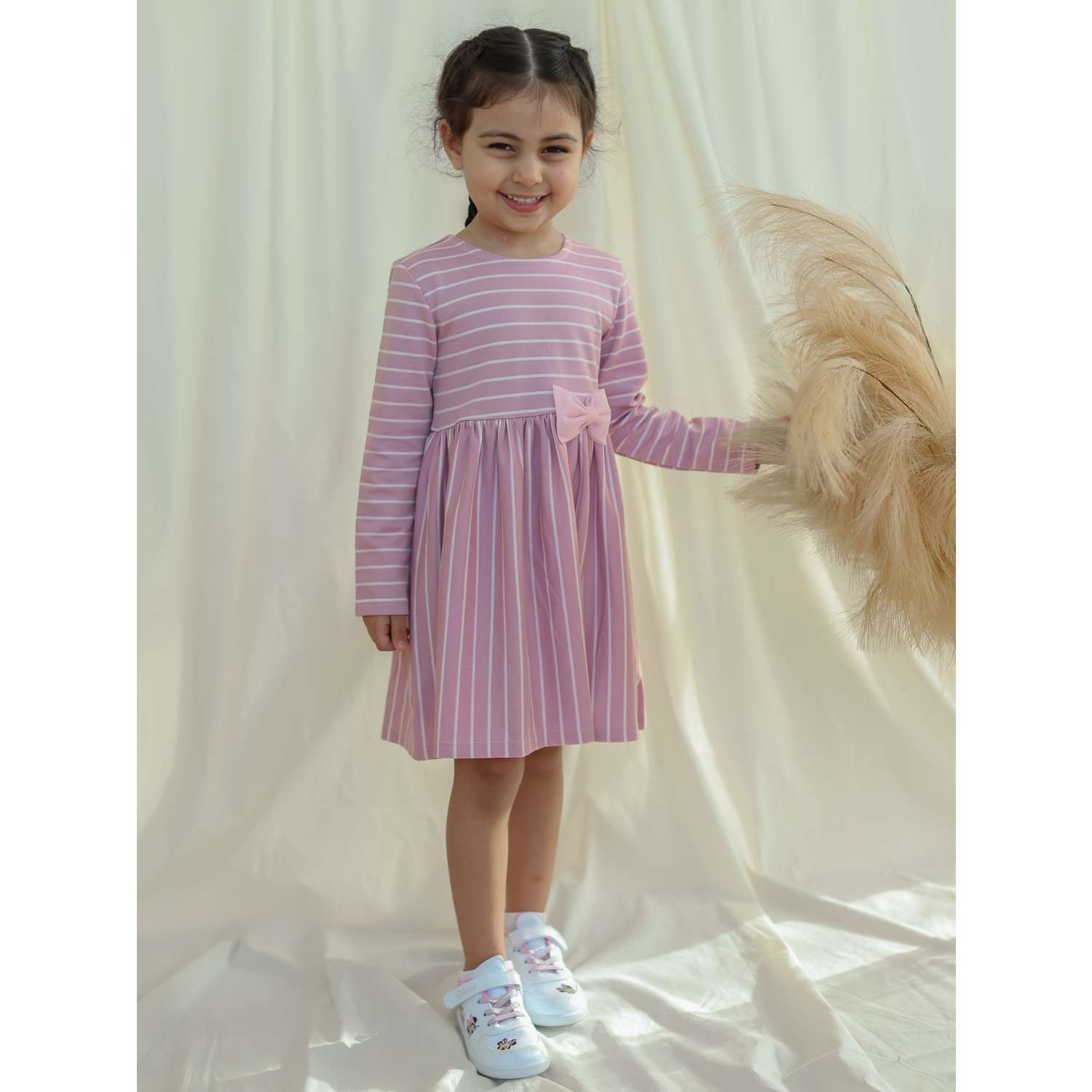 Платье Little Star 30931-розовый полоски фут - фото 6