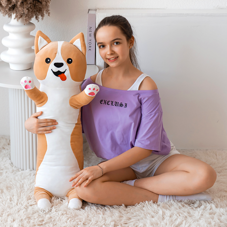 Мягкая игрушка подушка TOTTY TOYS собака корги батон 90 см антистресс