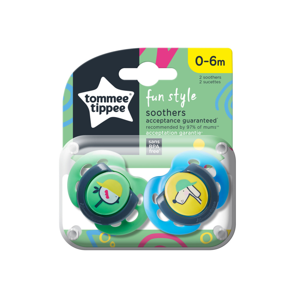 Пустышка Tommee tippee силиконовая Fun Style 0-6 мес. 2 шт. - фото 1