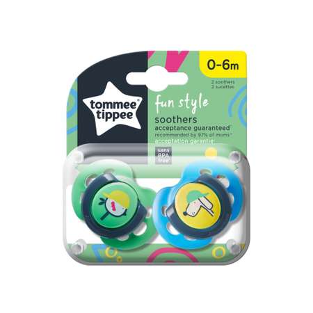 Пустышка Tommee tippee силиконовая Fun Style 0-6 мес. 2 шт.